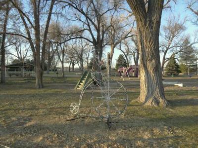 Another cyclist is staying at the park